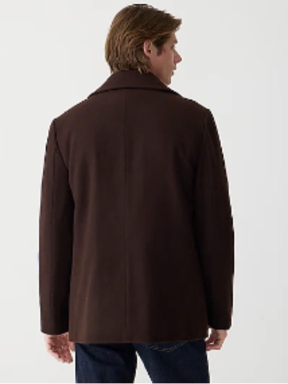 J.Crew Wool Blend Peacoat Brown PrimaLoft Double Breasted Coat Men’s Medium - Picture 2 of 14